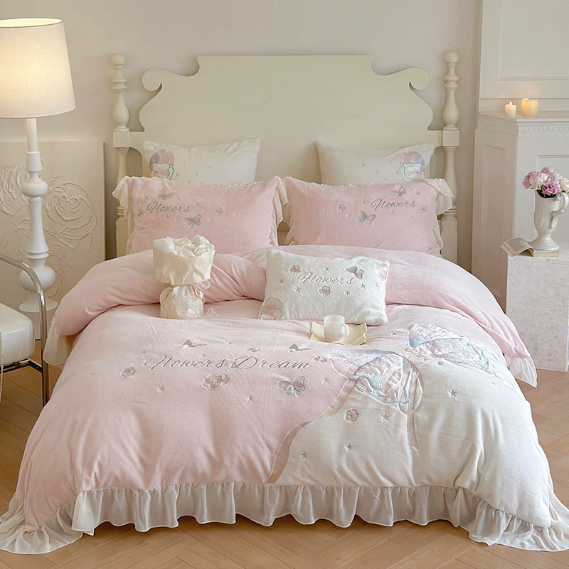 Butterfly Pink Milk Velvet bedding sets