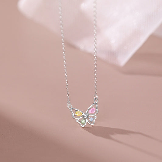 Colored Zircon Butterfly Necklace