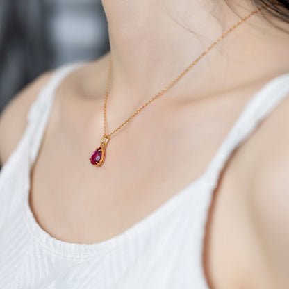 Double sided Drop-shaped Crystal Necklace