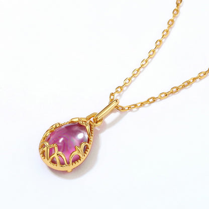 Double sided Drop-shaped Crystal Necklace
