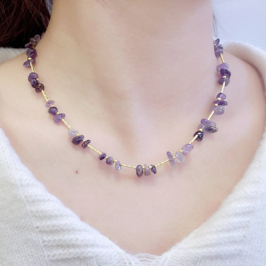 Irregular Natural Amethyst Beaded Necklaces