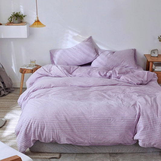 Striped Cotton Purple Bedding Set