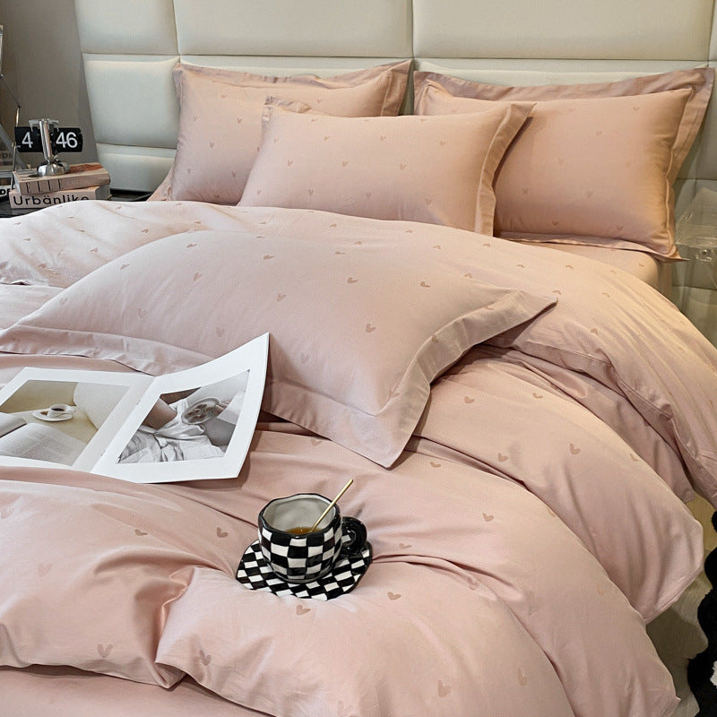 Pink Light luxury Pure Cotton Bedding Set