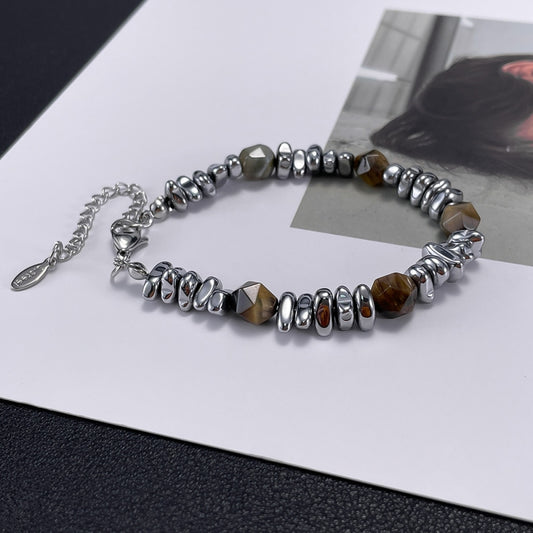 Tiger's eye and Stainless steel Beading Bracelets