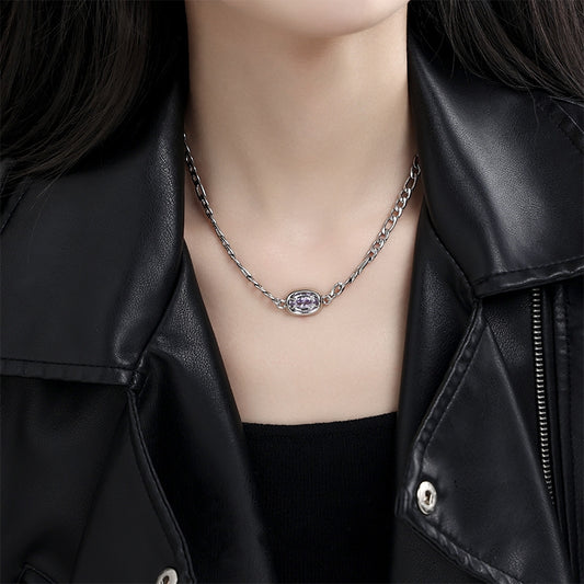 Zircon Pendant Titanium steel Necklace